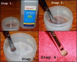 how to takeout dirt from makeup brush with alcohol